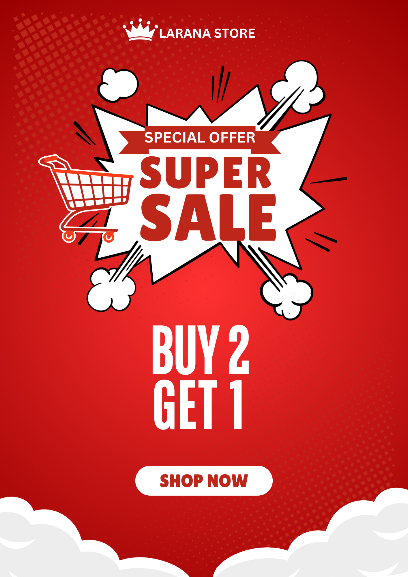 Red and White Modern Super Sale Flyer